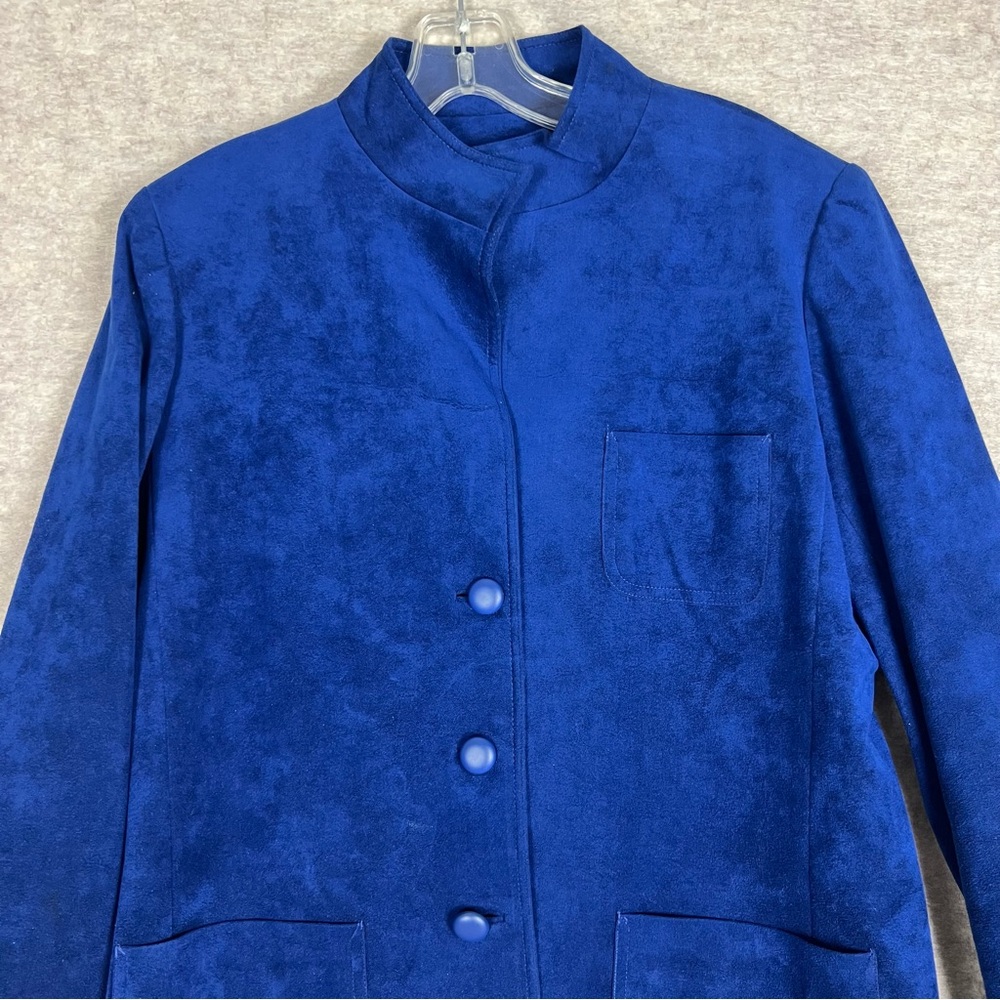 Roth Le Cover Elegant Vintage Royal Blue Ultra Suede Women's Jacket - Size 14